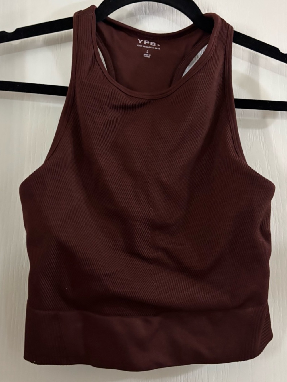 YPB Ribbed Racerback Tank Top in Dark Brown